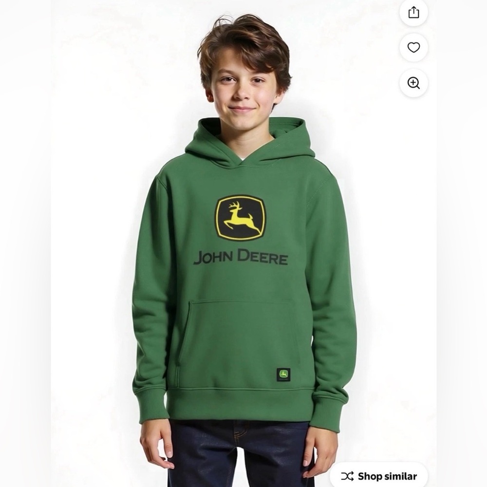 John Deere Boys Graphic Fleece Long Sleeve Hoodie, Sizes XL(14-16)